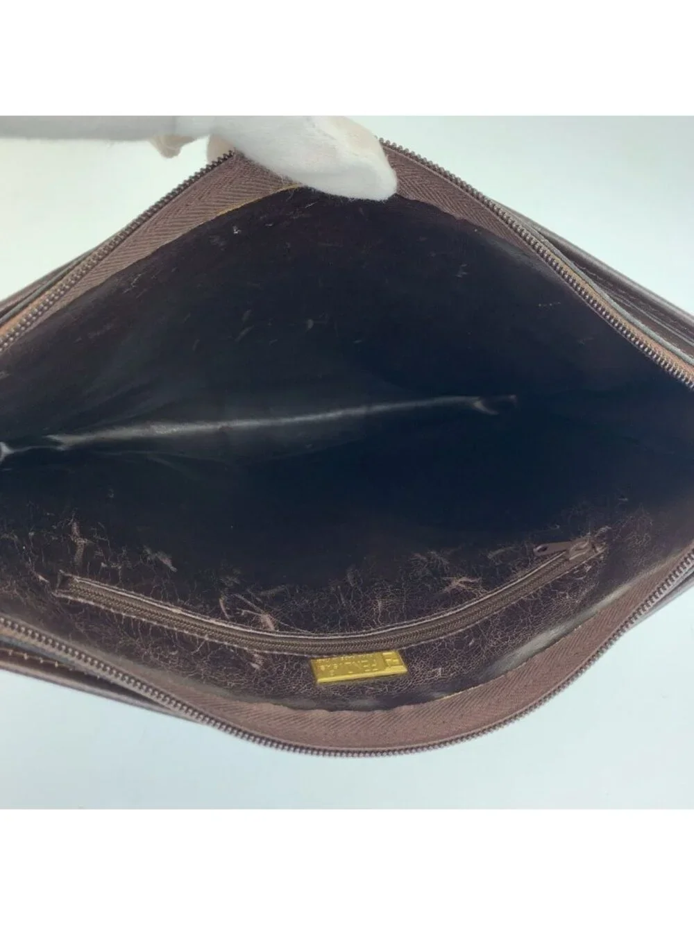 Fendi Vintage Zucca Brown Canvas Clutch Bag